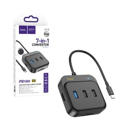 Hoco 7 in 1 Adaptor HB38 for Type-C 0.2m cable Black Hoco 7 in 1 Adaptor HB38 for Type-C 0.2m cable Black